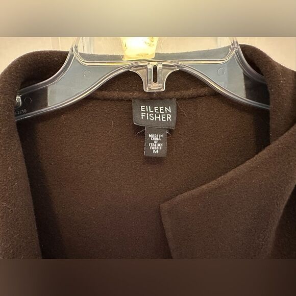Eileen Fisher Doubleface Wool Cashmere Shawl Collar Coat Chocolate Brown Medium - Picture 3 of 6